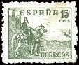 Spain - 1937 - Cid & Isabella - 15 CTS - Green - Spain, Warrior, Heroe, Animal, Horse - Edifil 819 - El Cid - 0
